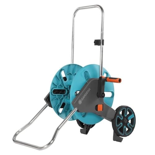Gardena CleverRoll M Slangenwagen met clip voor tuinspuit en nadruppelstop, 60 m capaciteit