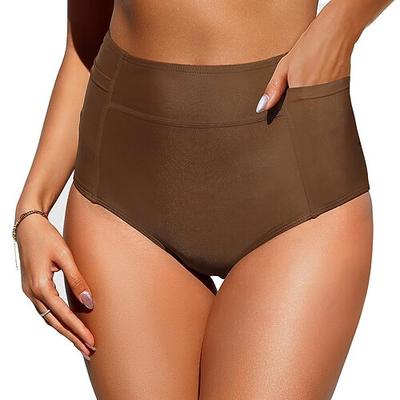 Damen Stretchy Boxershorts Badeanzug Stretchy Boxershorts Slip Hohe Taille Urlaub Strandbekleidung Einfarbige Ärmellose Bademode