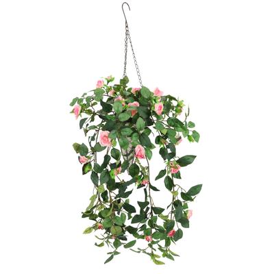 Kunstpflanze I.GE.A. "Künstlicher Rosenbusch im Korb", rosa, B:30cm H:80cm L:26cm, Polyester, Kunstpflanzen, Kunstpflanze, Rosen Deko Kunstblumen Seidenblumen Blumen Blumengirlande Rosenranke