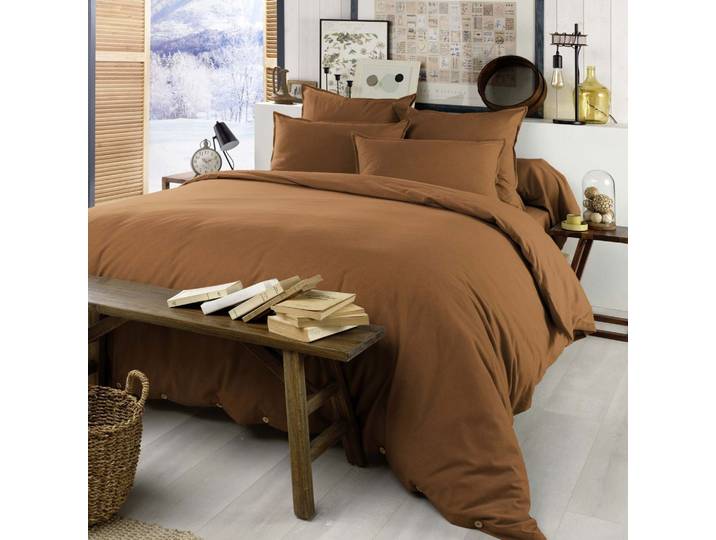 Housse de couette flanelle caramel 200x200 cm