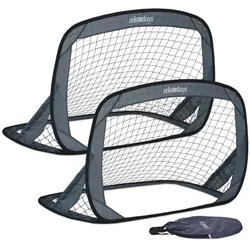 Relaxdays Fußball Pop Up Tore im 2er Set Grau,Schwarz