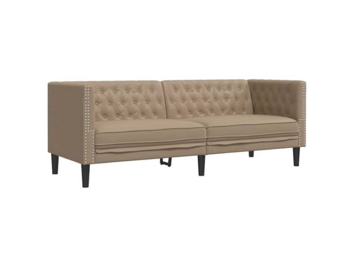 Makastle Chesterfield Sofa Couch 3 Sitzer Cappuccino Kunstleder