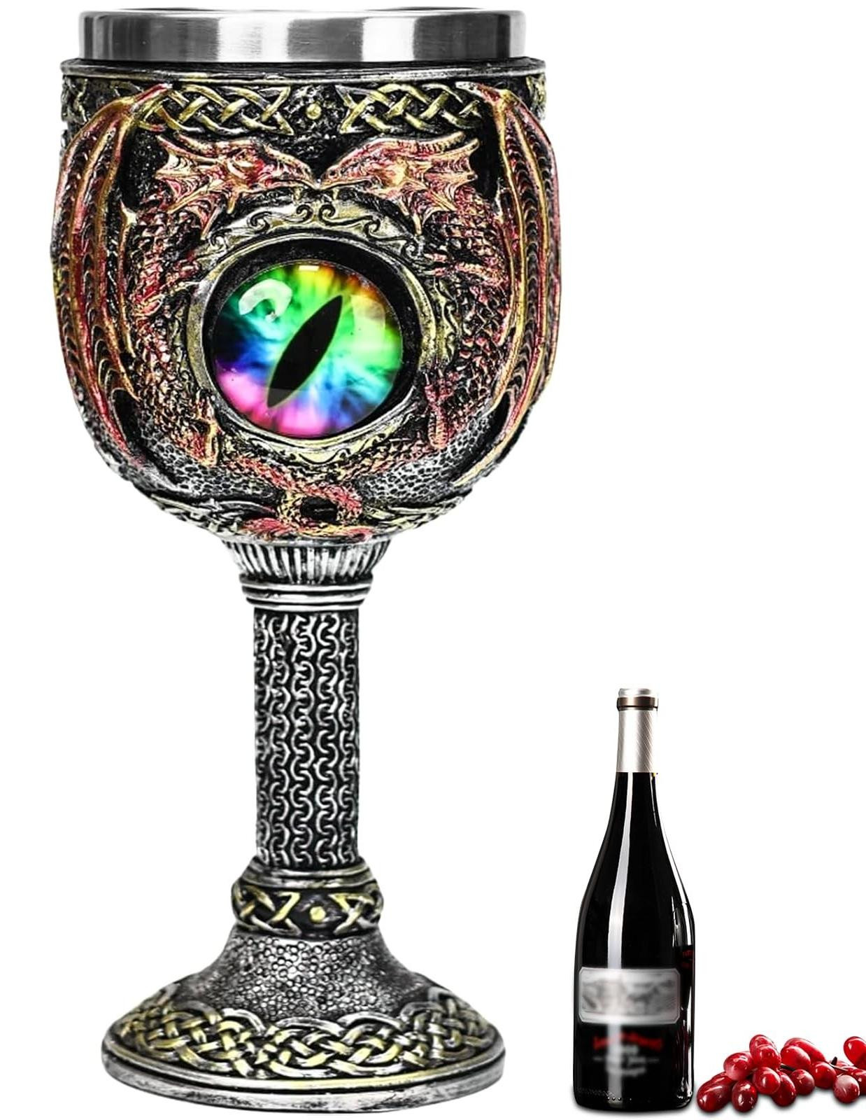 Solidchoice Dragon Eye wijnbeker van roestvrij staal voor fantasieliefhebbers
