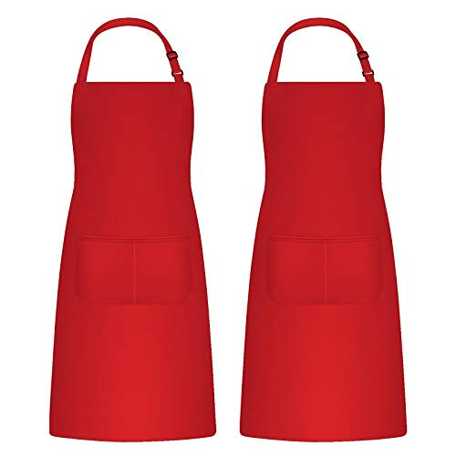 Catime Set van 2 kookschorten voor heren en dames met 2 zakken, geschikt voor de keuken, tuinieren of schilderen