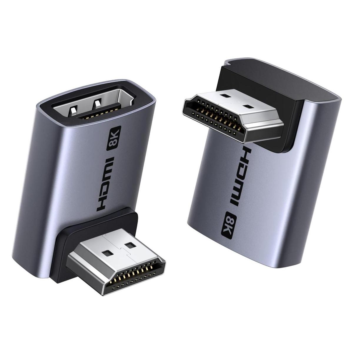 Ugreen - Adapter HD189 (85632) - HDMI 2.1, L-Shape Design, 8K@60Hz, 48Gbps, eARC, HDR10+, VRR - Grey (HDMI, HDMI) (UGREEN/85632)