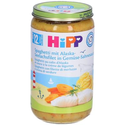 HiPP Spaghetti mit Alaska-Seelachs & Gemüsecreme ab 12 Monaten x4 4x250 g Brei