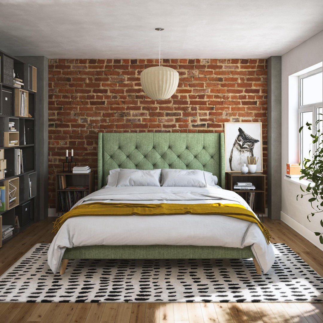 Novogratz Her Majesty Upholstered Platform Bed Light Green Kingsize (5')