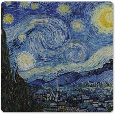 Thirstystone Starry Night Decorative Heat Tolerant Stone Trivet with Non-Skid Cork Backing 8” Square Artistic, Durable, Easily Wipes Clean