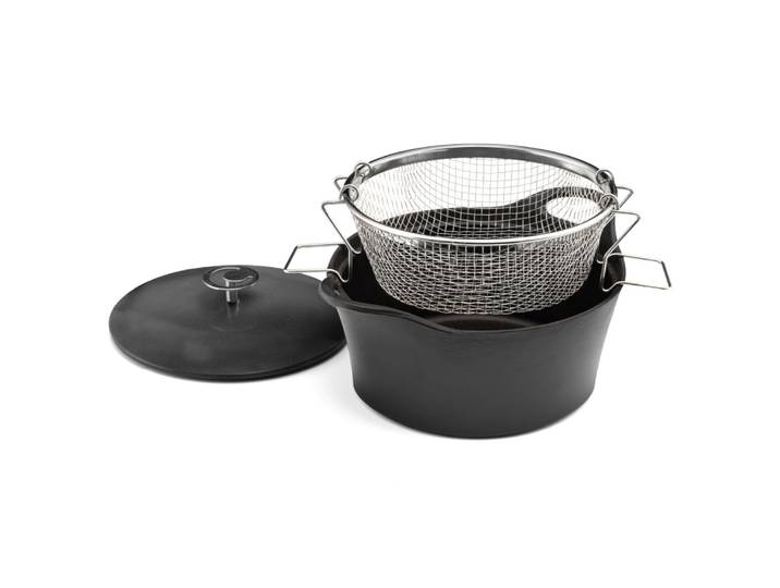 Cocotte ronde 24 cm avec panier cuisson pour friture eau