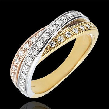 Edenly Ring Saturn Diamant - Dreierlei Gold - 29 Diamanten - 9 Karat