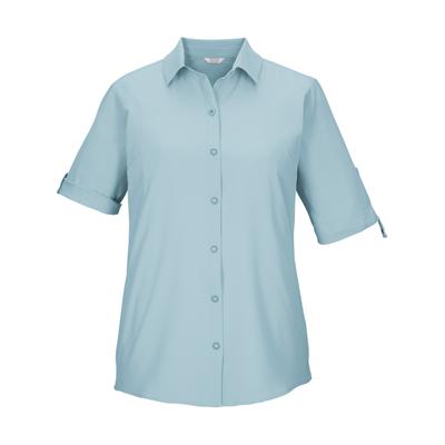 Funktionshemd KILLTEC "KOS 85 WMN WVN SHRT", Damen, Gr. 38, Normalgrößen, blau (ocean), Obermaterial: 100% Polyester, Hemden, Schnelltrocknende Bluse, krempelbare Ärmel, vielseitig kombinierbar