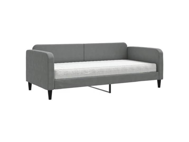 PUGYNBK 2-in-1-Schlafsofa mit Matratze, dunkelgrau, 90 x 190 cm Struktur aus Holz und Metall, Lattenrost, strapazierfähig, gepolstert, für Wohnzimmer oder Schlafzimmer