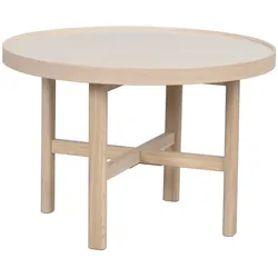 Couchtisch Marsden Rund aus Eiche und Keramik, klassisch, weiß, Ø 60 cm, pflegeleichte Oberfläche