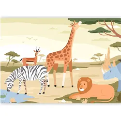 Artgeist, Tapete, Fototapete - Animals From Jungle Vector Illustration (400 x 280 cm)