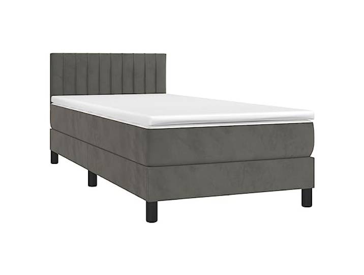 vidaXL Boxspringbett mit Matratze Dunkelgrau 100x200 cm Samt