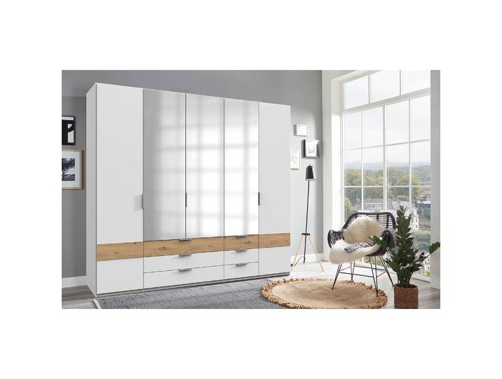 Drehtürenschrank Gibraltar 225cm Weiß/Eiche Artisan Dekor/Weiß