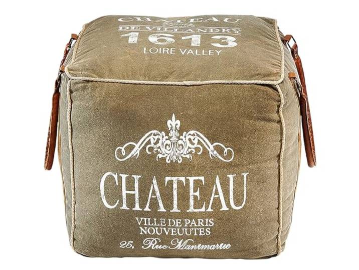 Kobolo Sitzpouf Pouf Sitzwüfel Hocker - Chateau - aus Canvas - mit Applikationen