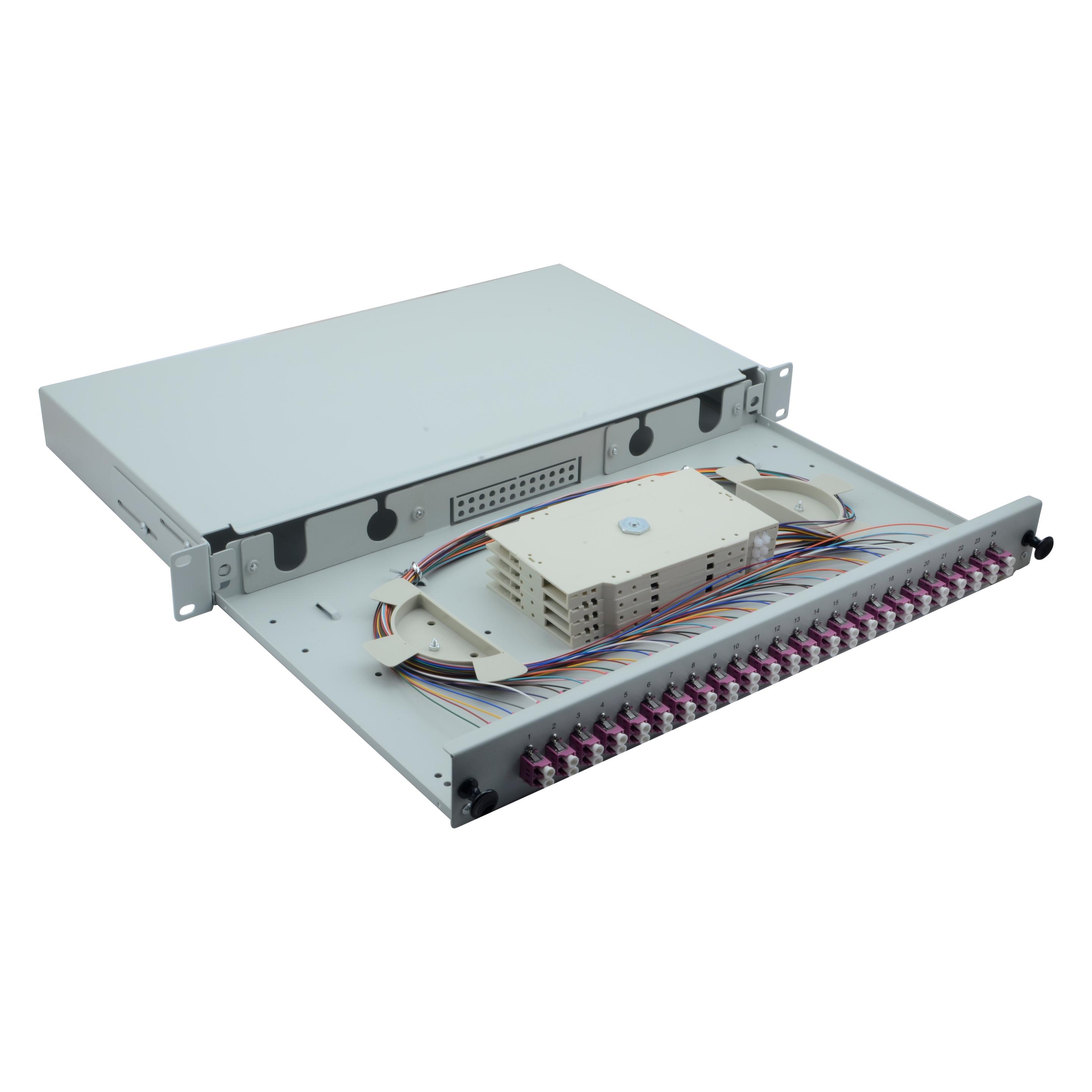 Helos LWL 19" Spleissbox 24 x LC Duplex OM4, spleissfertig, grau (375560)