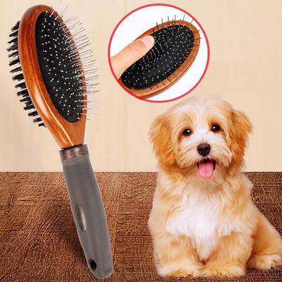Happy Pet Pantry Double Sided Dog Grooming Brush Wooden Pet Hair Remover Comb For Dogs & Cats Double Sided Dog Grooming Brush Wooden Pet Hair Remover Comb For Dogs & Cats