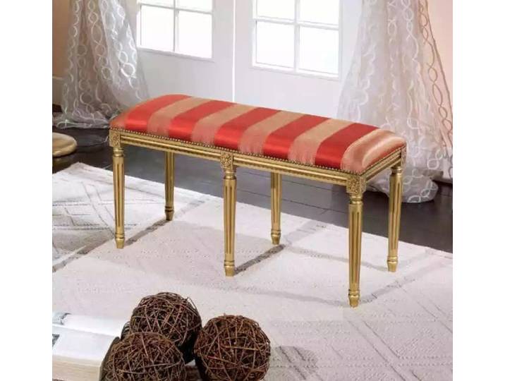 JVmoebel Sitzbank Elegante Sitzbank aus Holz mit luxuriösem Textil und goldenen Füßen (1-St., Sitzbank), Made in Italy