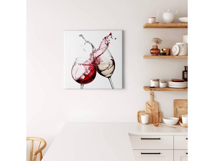 Impression sur toile Verre de vin Polyester PVC / Épicéa Beige 50 x 50cm