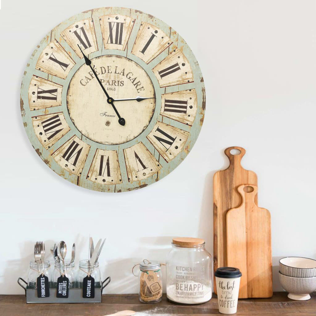 Lily Manor Cummings Wall Clock Green/Natural 60cm H x 60cm W