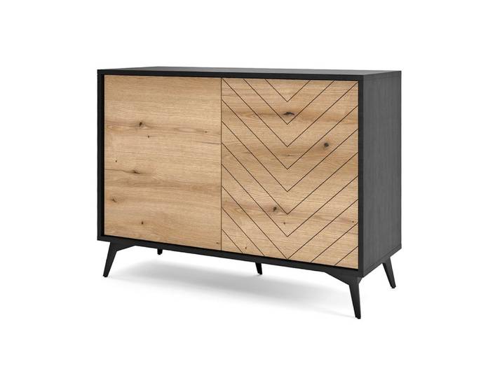 Lomadox Kommode DALE-160, Anrichte Wohnzimmer schwarz Eiche 104x77x39 cm