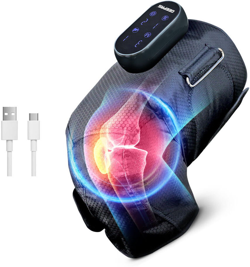 GEEPAS 2-in-1 Knee and Calf Leg Massager with Heat   Air Compression, Squeezing & Scraping Modes   LCD Touch Panel Adjustable Massage & Temperature Se 9cm H X 34cm W X 21cm D