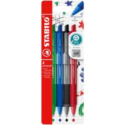 STABILO Kugelschreiber pointball colorful, Schreibfarbe: blau, 4 Stk.