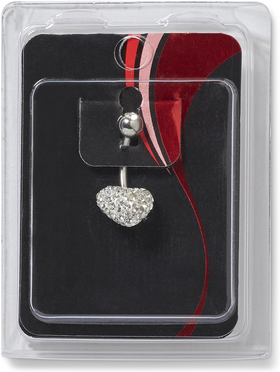 Pacific Piercing Supply Fireball Crystal Heart Navel Dangle 14-Gauge