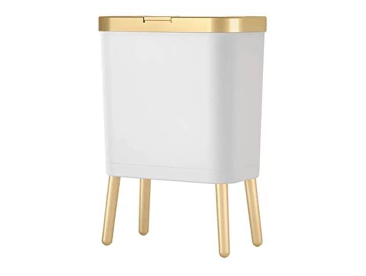 OIFAODAO Mülltonnen， 15L schlanker Plastik Mülleimer mit Füßen Bad Küche Schlafzimmer Büro(/White)