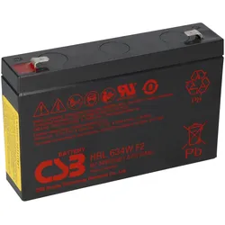 CSB HRL634W High-Rate Long-Life AGM Bleiakku 6V 8,2Ah 34 W/Zelle bei 15 Min. T2 / Faston 6,3 mm