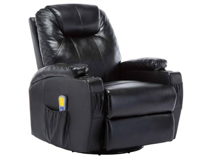 vidaXL Massage-Schaukelsessel Schwarz Kunstleder