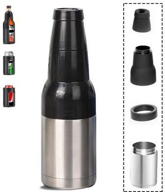 Uplifted Goods Insulated Stainless Steel Drink Can Cooler With Built In Opener silver 12oz