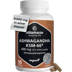 Ashwagandha Ksm-66 600mg Extrakt Hochdosiert Vegan 90 ST