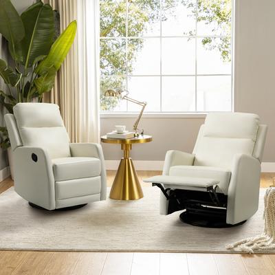 Art of Living Designs Esteban Modern Faux Leather Manual Rocking Swivel Recliner with Wingback Set of 2