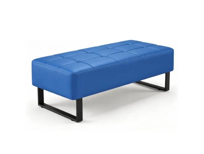ZomoQryn Wartezimmerbank Kunstleder Bürogästestuhl Gepolsterte Sitzbank PU-Leder,Stahlrahmen,Gepolsterte Eingangsbank,Geeignet für Zuhause,Besprechungsräume,Schönheitssalons(Blue,100x42x42cm)