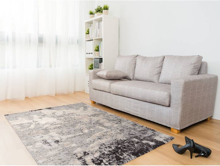 home24 Laagpolig vloerkleed Echo Retreat grijs 240 x 340cm mixweefsel