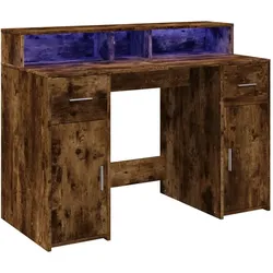 Helloshop26 - Schreibtisch Arbeitsplatz Computermöbel Schreibtisch mit LED-Beleuchtung geräucherte Eiche 120 x 55 x 91 cm braunes 02_0023782
