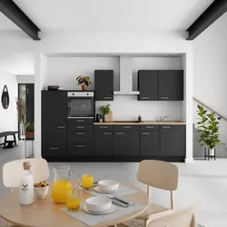 Küchenblock Touch Low m. Geräten Schwarz