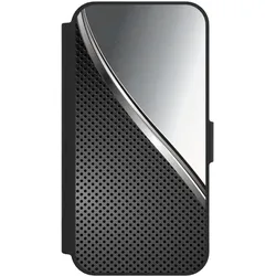 Nivocase Klapphülle für Apple iPhone 17e Handyhülle aus Kunst Leder NIVOflip schwarz Carbon Metall Stahl (Apple iPhone 17e), Smartphone Hülle, Schwarz