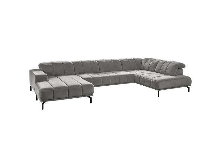 Beldomo Style Wohnlandschaft, Hellgrau, Metall, 5-Sitzer, U-Form, 383x219 cm, Goldenes M, Typenauswahl, Fußauswahl, Stoffauswahl, seitenverkehrt erhältlich, Hocker erhältlich, Wohnzimmer, Sofas & Couches, Wohnlandschaften, Wohnlandschaft U-Form