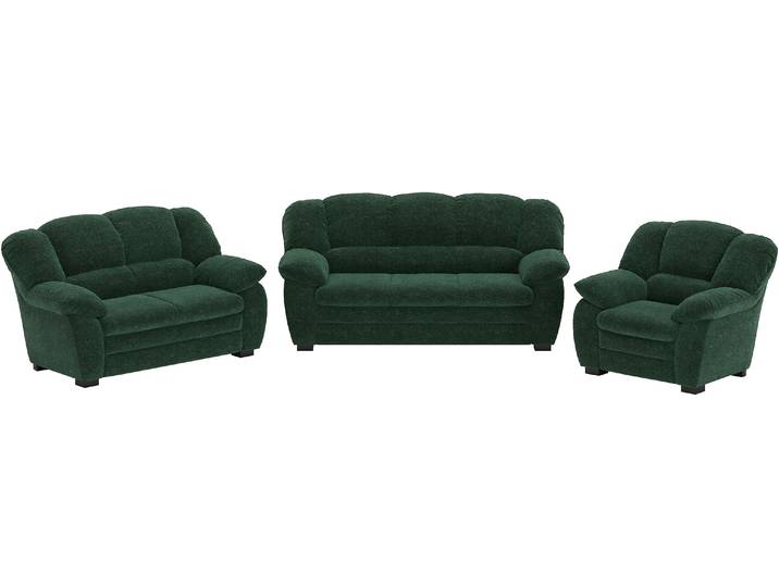 Polstergarnitur COTTA Casino, 3tlg. Set, Sofa Wohnzimmer Garnitur, Wellenunterfederung , grün (dunkelgrün), H:88cm, Holzwerkstoff, Sitzmöbel-Sets, Polstergarnitur, Polstergarnitur, auch als Set erhältlich