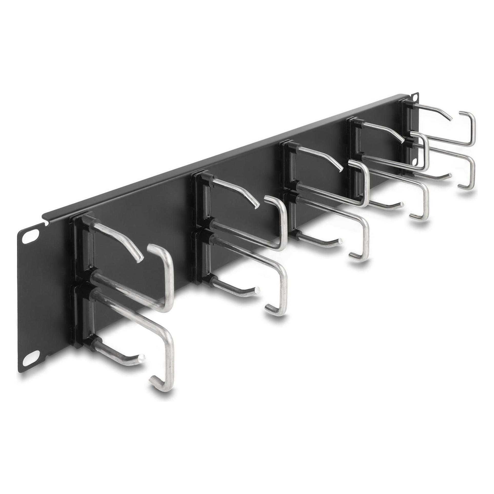 Delock 48,30cm (19") Kabelmanagement Rangierpanel mit 10 Metallbügel 2 HE schwarz (66919)