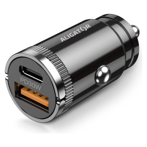 Aligator mini nab??je??ka do auta Power Delivery,USB-C + USB-A, USB-C kabel pro iPhone/iPad (CHPD0008)