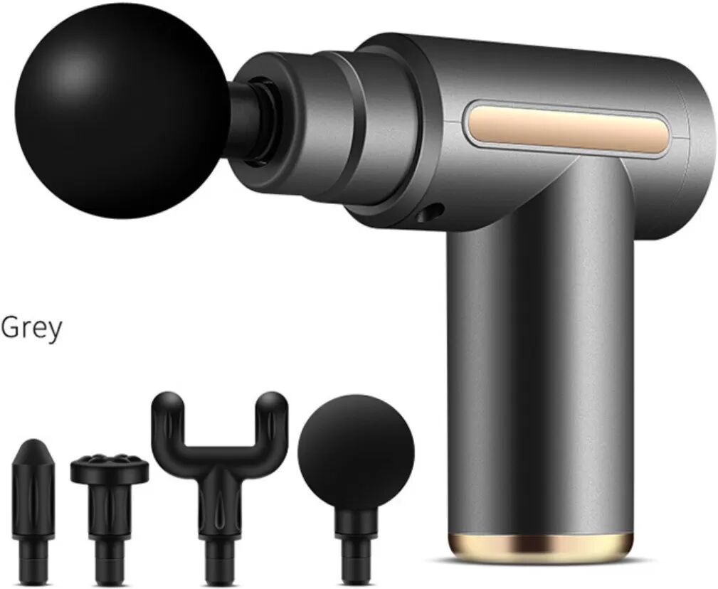 INF Tragbare 6-Gang Massagepistole mit Bürstenmotor – Tiefengewebe Percussion-Massagegerät, Type-C aufladbar, 1800mAh, ABS Grau