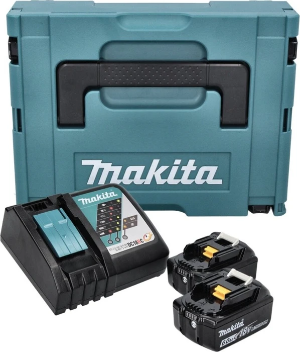 MAKITA Set Li-ion LXT 18V 2 × Akku 6,0Ah BL1860B + Ladegerät DC18RC + Makpac