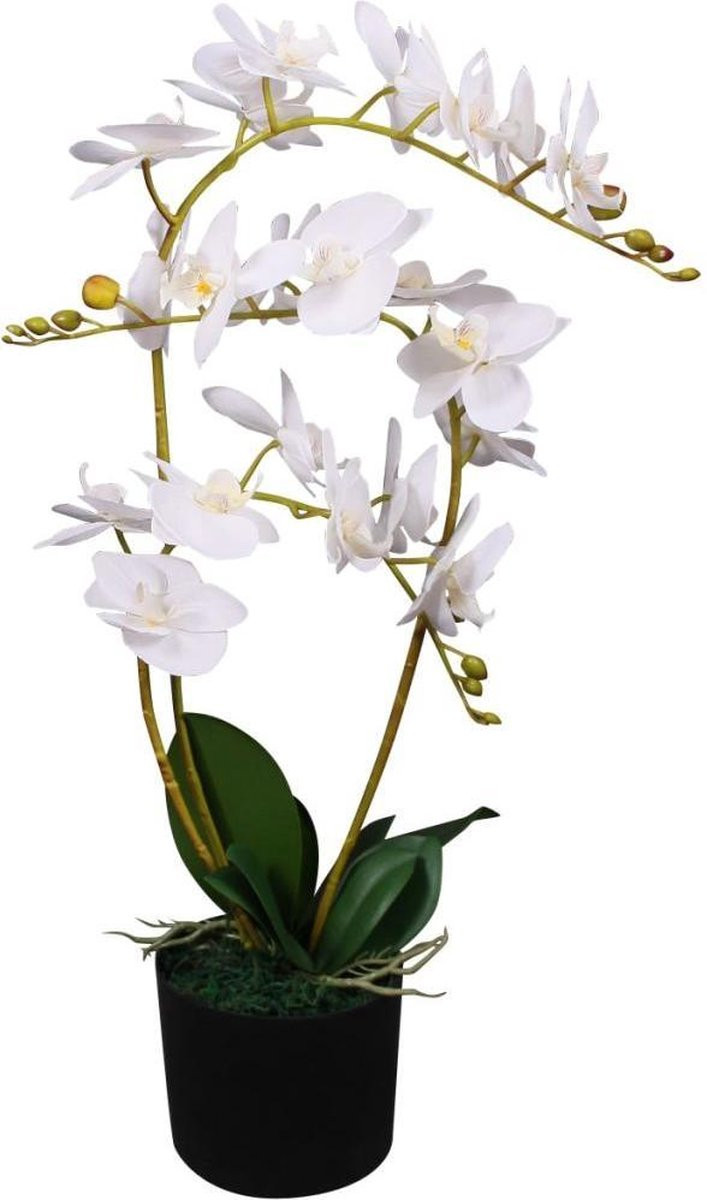 vidaXL Kunstplant Orchidee met Pot, Wit, Hoogte: 65 cm