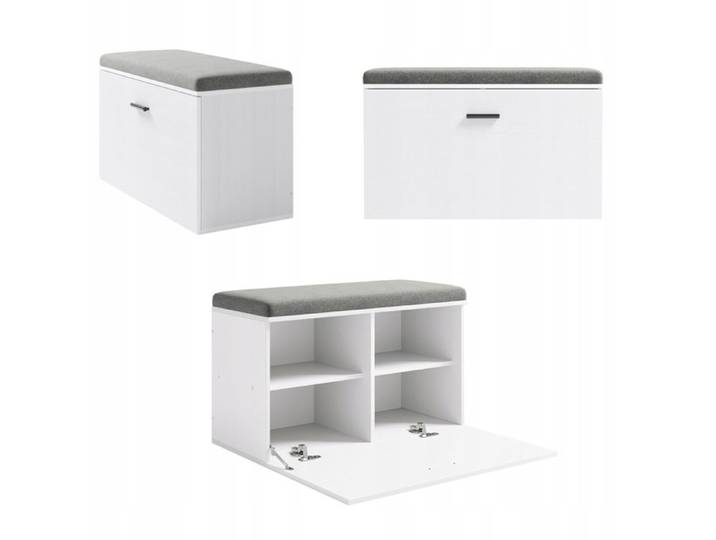 Meuble à chaussures moderne avec assise – banc pour entrée blanc style loft