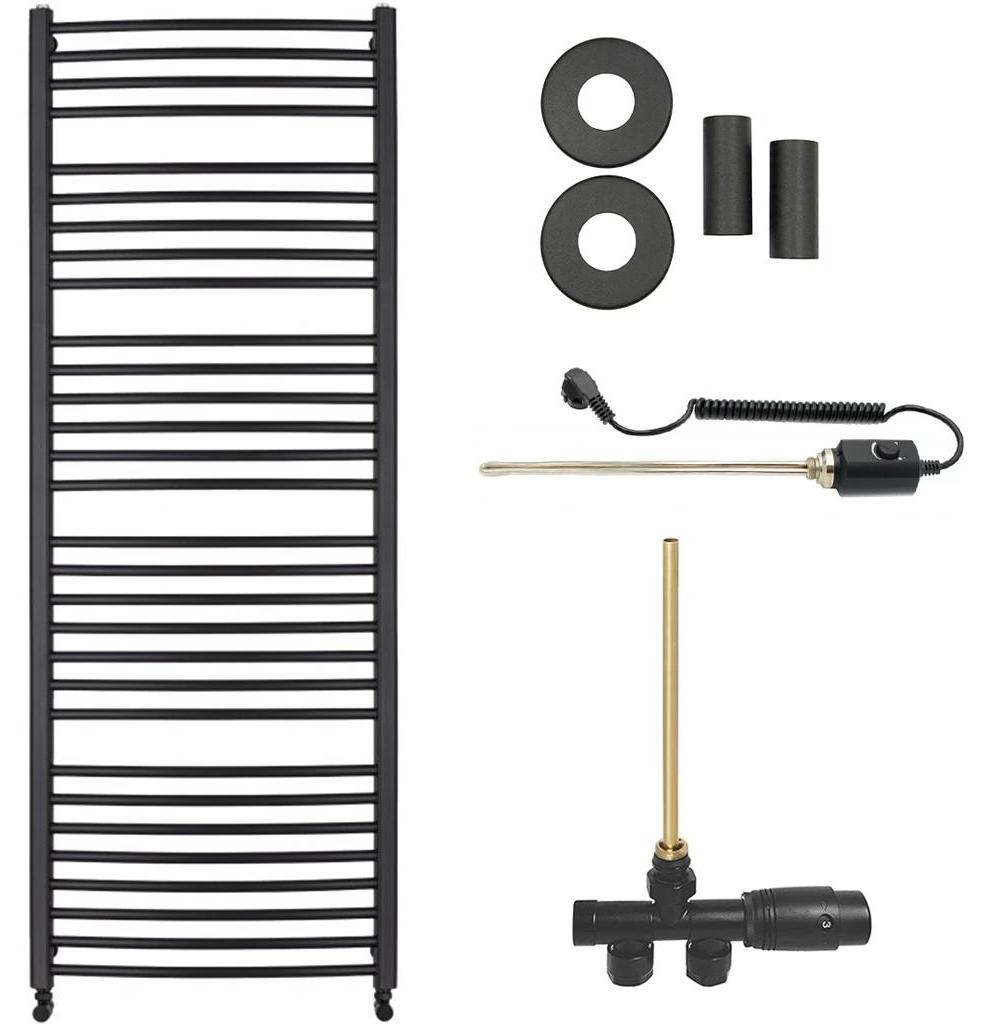 Cerano Badkamerradiator set Stefano combinatieverwarming - Mat zwart - 121 x 65 cm